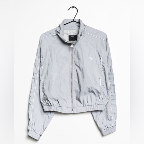 Bershka Cropped Zipped Up Reflective Jacket size XS NWOT - Picture 1 of 3